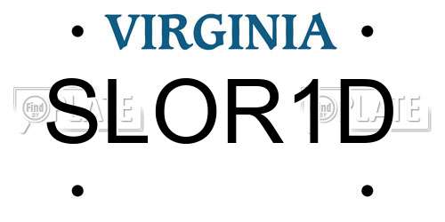 SLOR1D Virginia License Plate