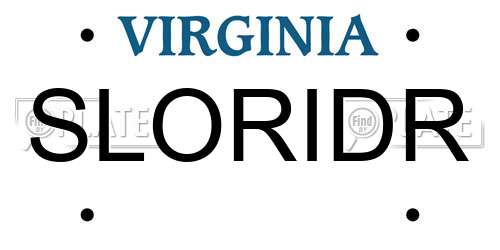 SLORIDR Virginia License Plate