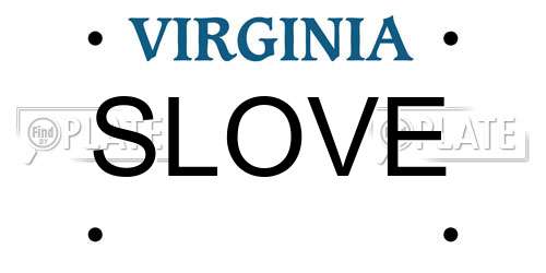 SLOVE Virginia License Plate