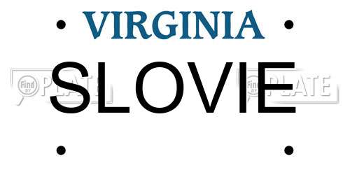 SLOVIE Virginia License Plate