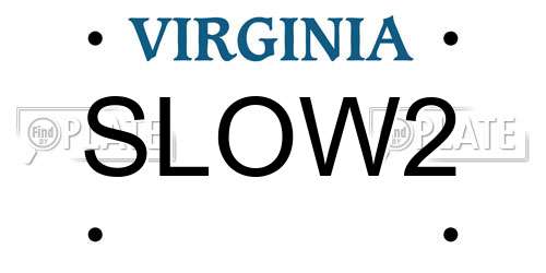 SLOW2 Virginia License Plate