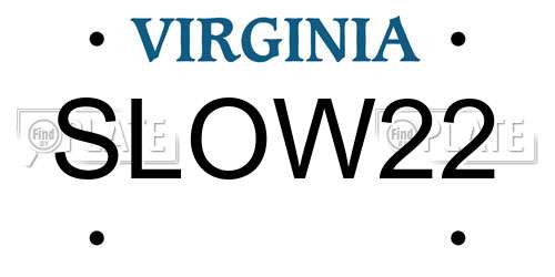 SLOW22 Virginia License Plate