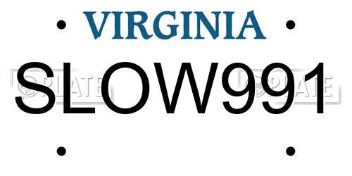 SLOW991 Virginia License Plate