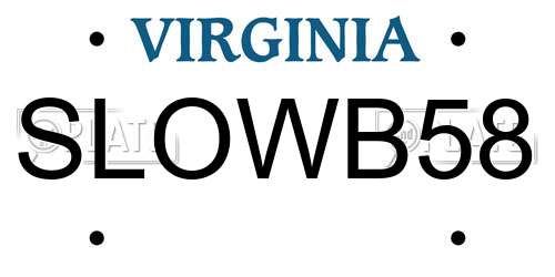 SLOWB58 Virginia License Plate