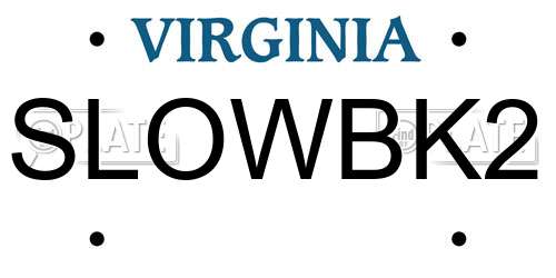 SLOWBK2 Virginia License Plate