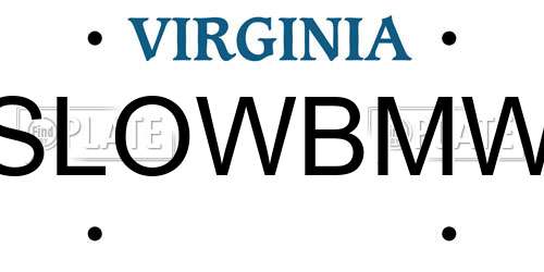 SLOWBMW Virginia License Plate