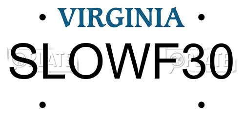 SLOWF30 Virginia License Plate