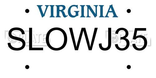 SLOWJ35 Virginia License Plate