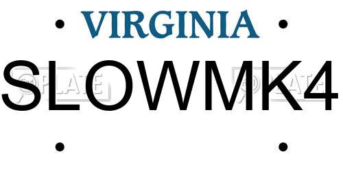 SLOWMK4 Virginia License Plate