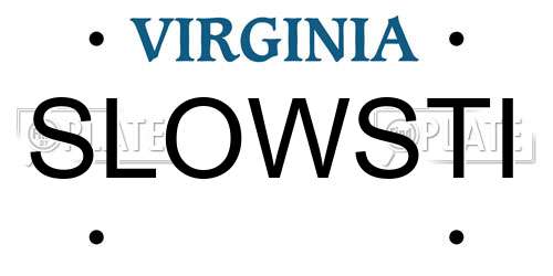 SLOWSTI Virginia License Plate