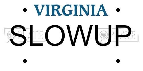 SLOWUP Virginia License Plate