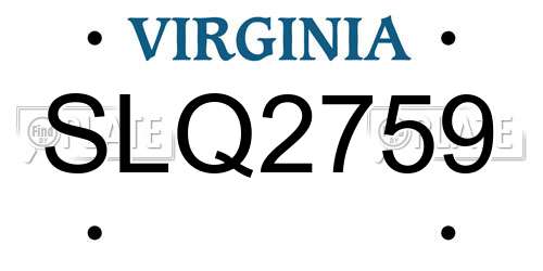 SLQ2759 Virginia License Plate