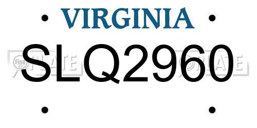 SLQ2960 Virginia License Plate
