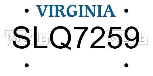 SLQ7259 Virginia License Plate