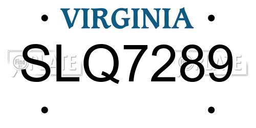 SLQ7289 Virginia License Plate