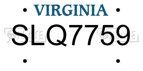 SLQ7759 Virginia License Plate