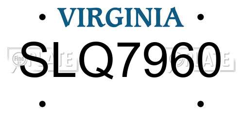 SLQ7960 Virginia License Plate