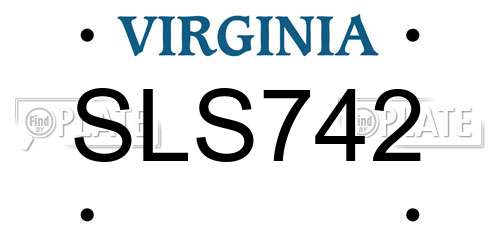 SLS742 Virginia License Plate