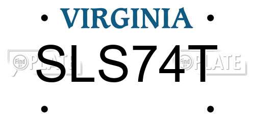 SLS74T Virginia License Plate
