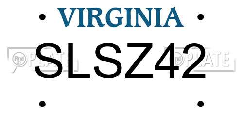 SLSZ42 Virginia License Plate