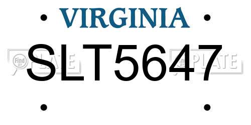 SLT5647 Virginia License Plate