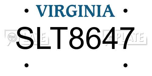SLT8647 Virginia License Plate