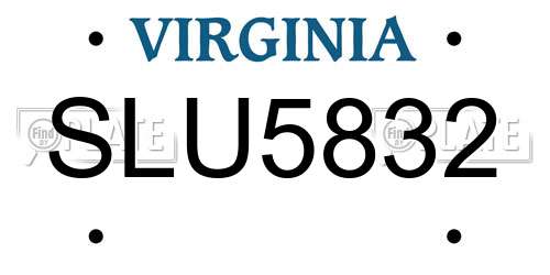 SLU5832 Virginia License Plate
