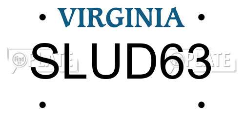 SLUD63 Virginia License Plate