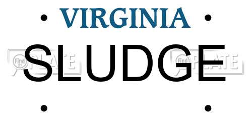 SLUDGE Virginia License Plate