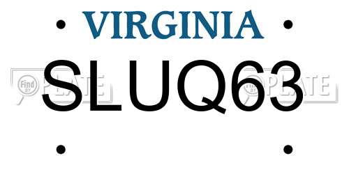 SLUQ63 Virginia License Plate