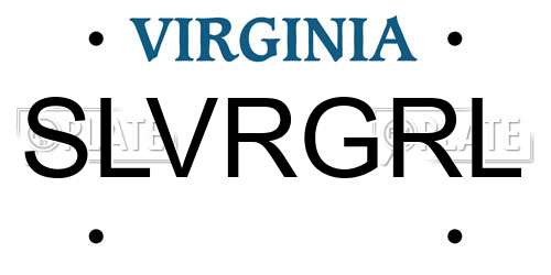 SLVRGRL Virginia License Plate