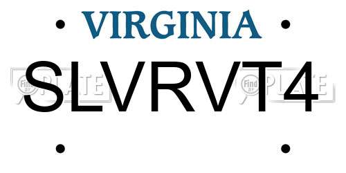 SLVRVT4 Virginia License Plate