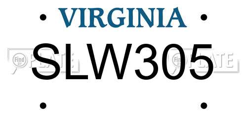 SLW305 Virginia License Plate