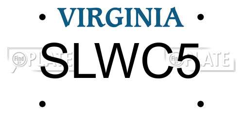 SLWC5 Virginia License Plate