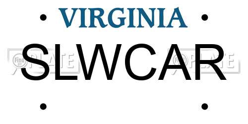 SLWCAR Virginia License Plate