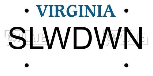 SLWDWN Virginia License Plate