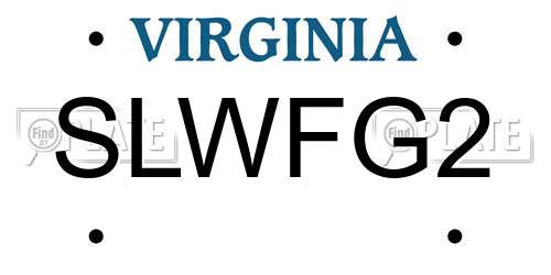 SLWFG2 Virginia License Plate