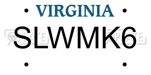 SLWMK6 Virginia License Plate