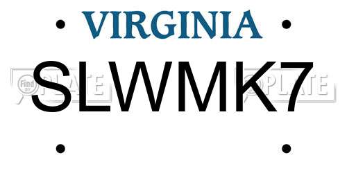 SLWMK7 Virginia License Plate
