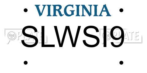 SLWSI9 Virginia License Plate