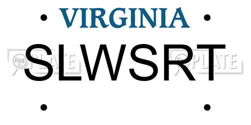 SLWSRT Virginia License Plate