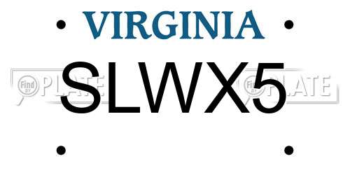 SLWX5 Virginia License Plate