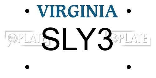 SLY3 Virginia License Plate