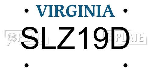 SLZ19D Virginia License Plate