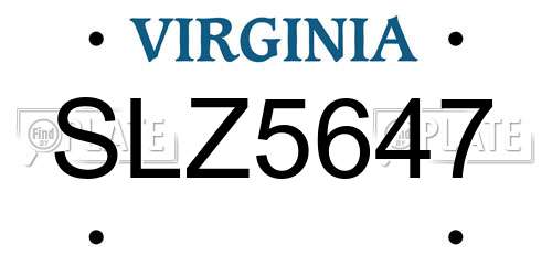 SLZ5647 Virginia License Plate