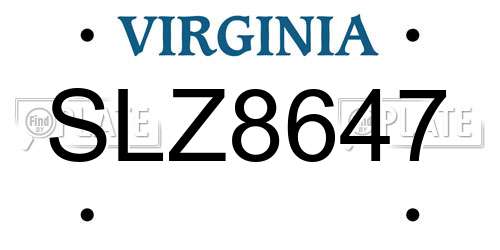 SLZ8647 Virginia License Plate