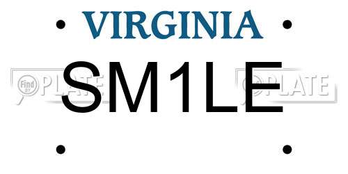 SM1LE Virginia License Plate