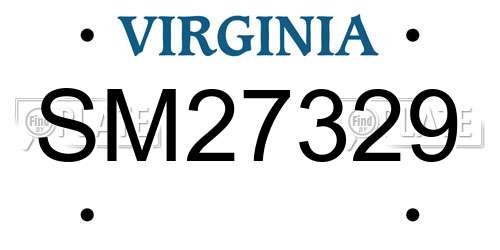 SM27329 Virginia License Plate