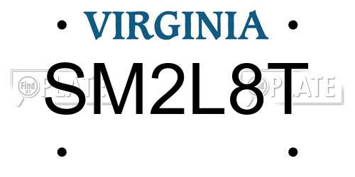 SM2L8T Virginia License Plate