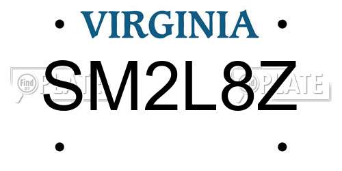 SM2L8Z Virginia License Plate